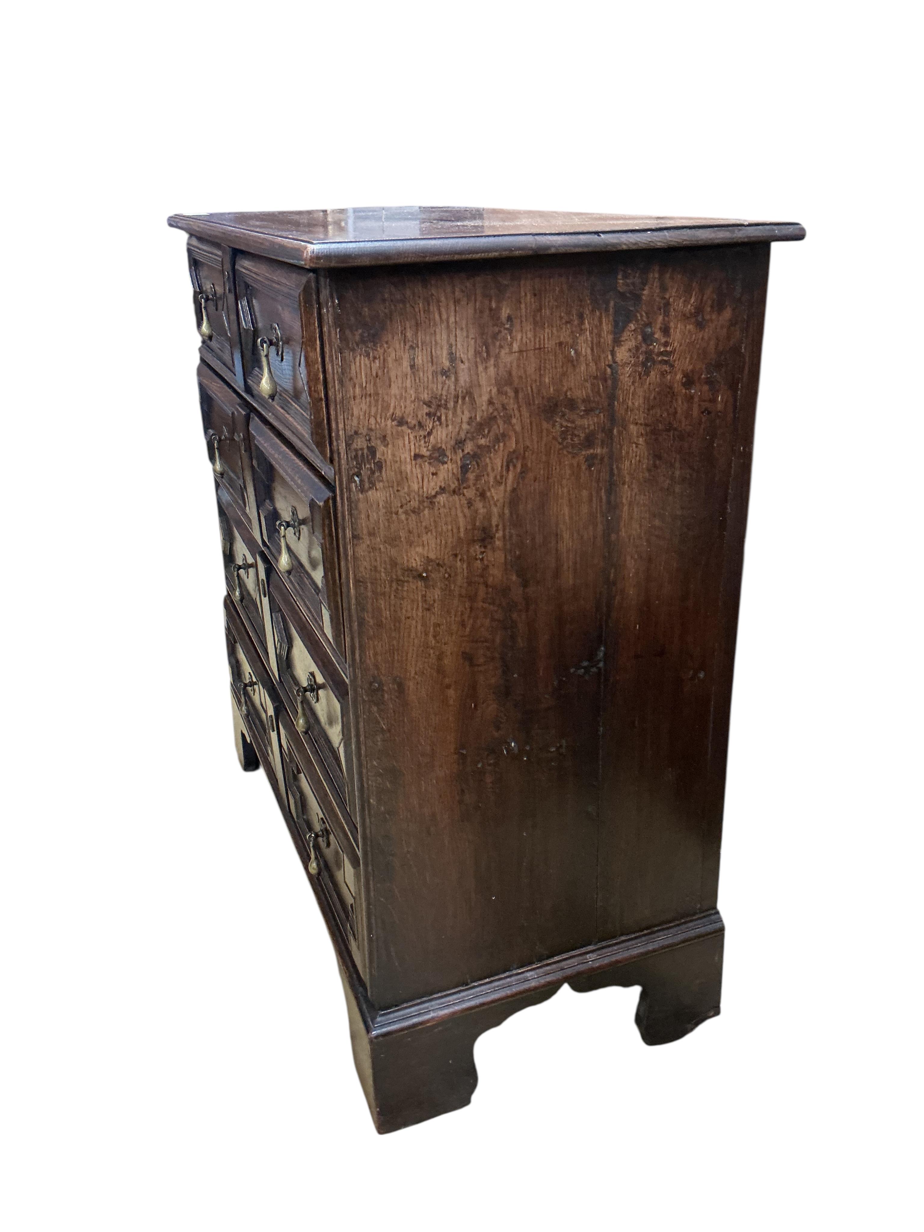An 18th century and later oak chest of drawers, width 88cm, depth 44cm, height 90cm